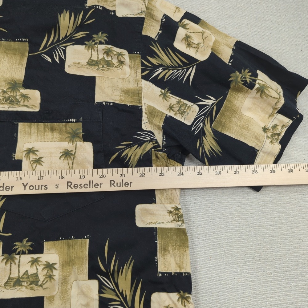 Bamboo Cay Shirt Mens Extra Large Black Floral Hawiian Palm Beachy Casual - Picture 6 of 11